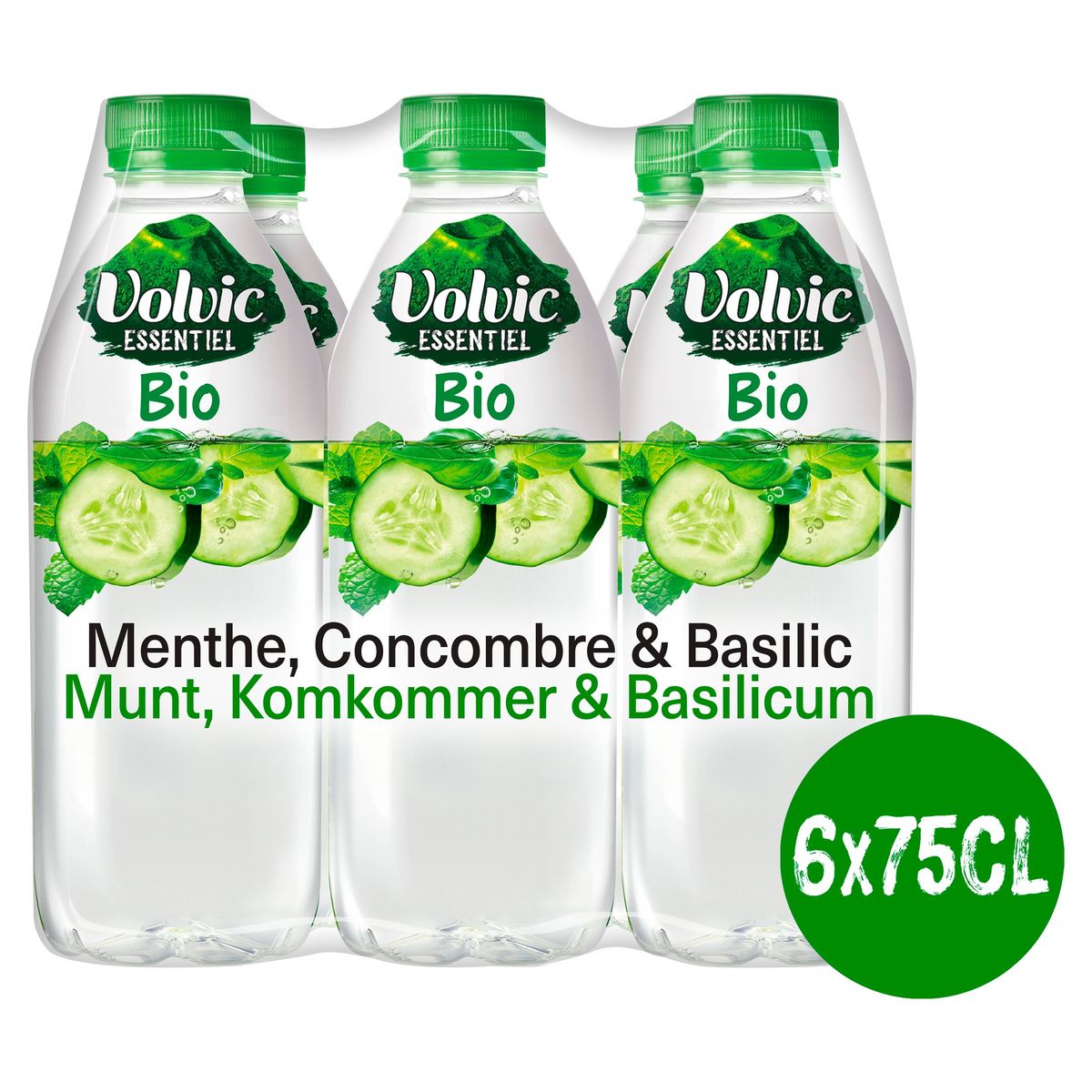 Volvic Essentiel Bio Menthe, Concombre & Basilic 6 x 75 cl
