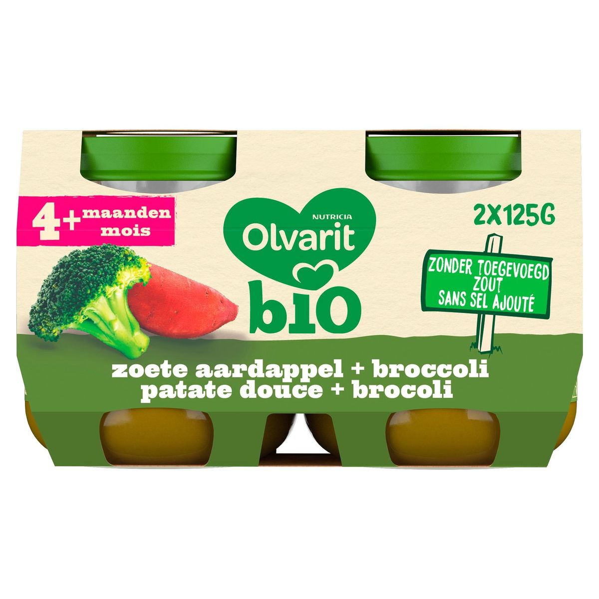 Olvarit Bio Petit Pot Repas Bébé Dès 4 Mois Patate Douce Broco 2x125g