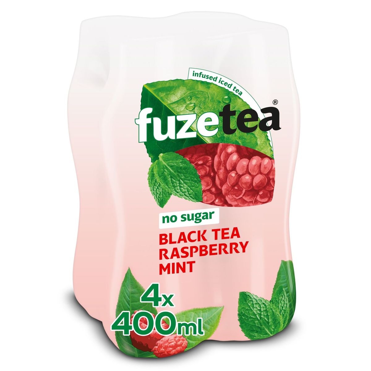 Fuze Tea Black Tea Raspberry Mint No Sugar Iced Tea 4 x 400ml