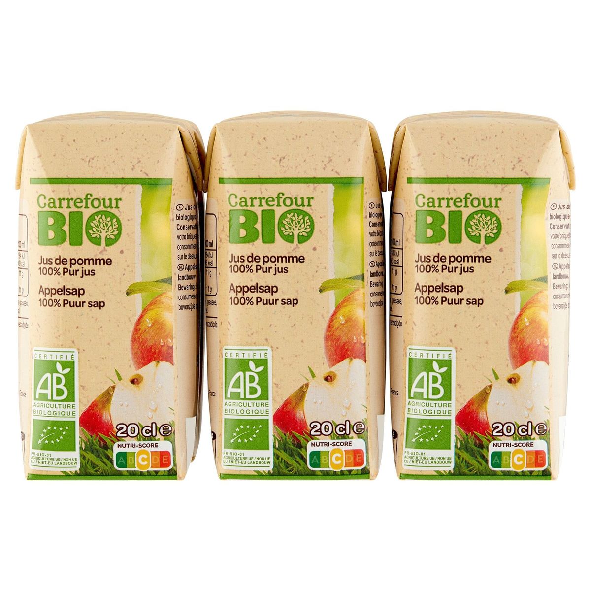 Carrefour Bio Jus de Pomme 100% Pur Jus 6 x 20 cl
