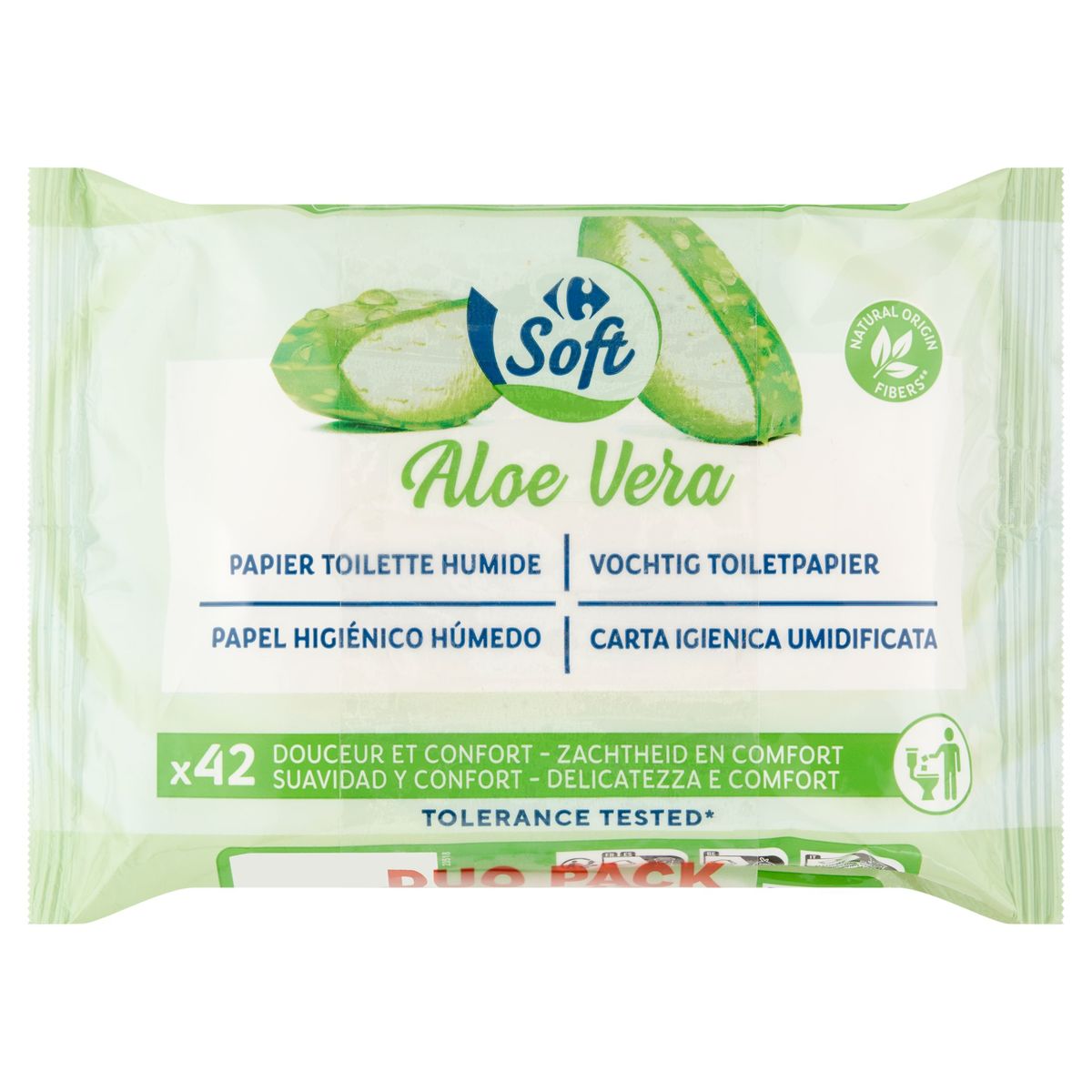 Carrefour Soft Papier Toilette Humide à l'Aloe Vera 2 x 42 Pièces