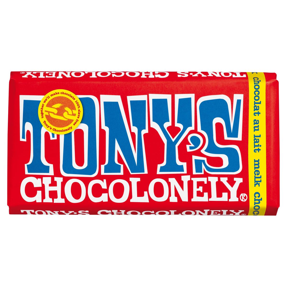 Tony's Chocolonely barre de Chocolat au Lait 180 grammes