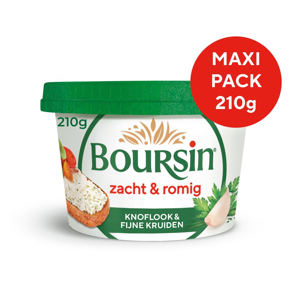 Boursin Zacht & Romig Knoflook & Fijne Kruiden Maxi Pack 210 g