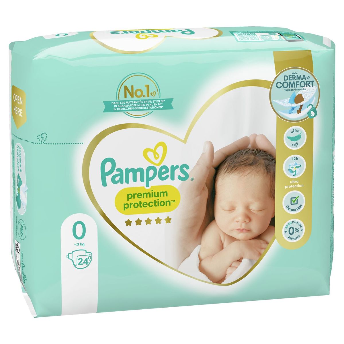 Pampers Premium Protection Taille 0, 24 Langes, <3kg