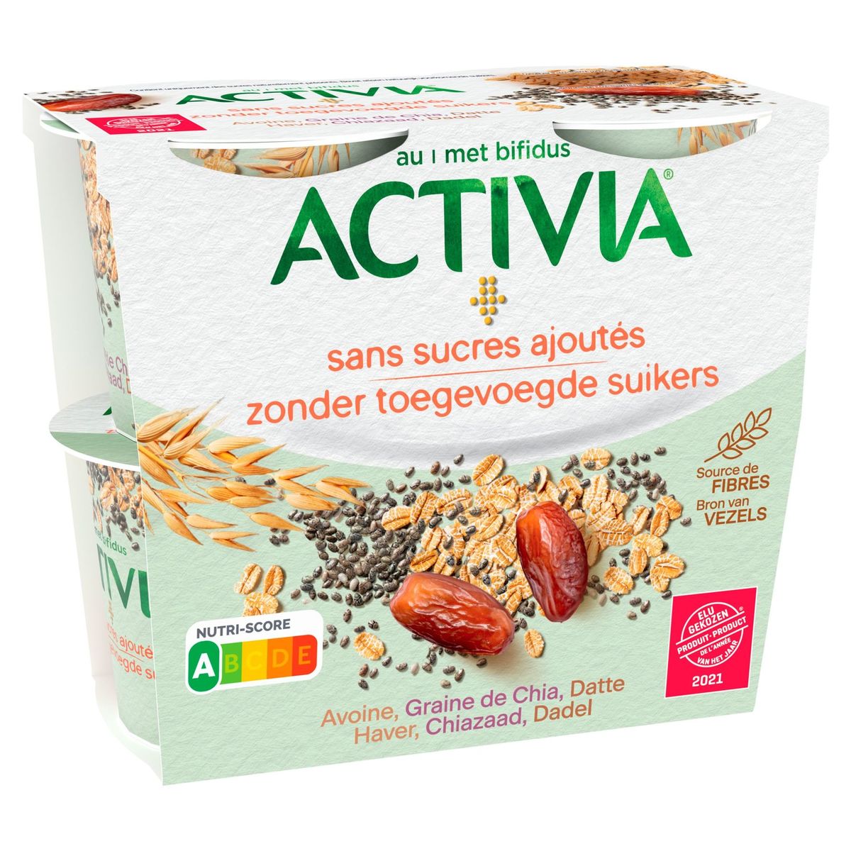 Activia Yoghurt Zonder Toeg. Suikers met Haver, Chia & Dadel 4 x 115 g