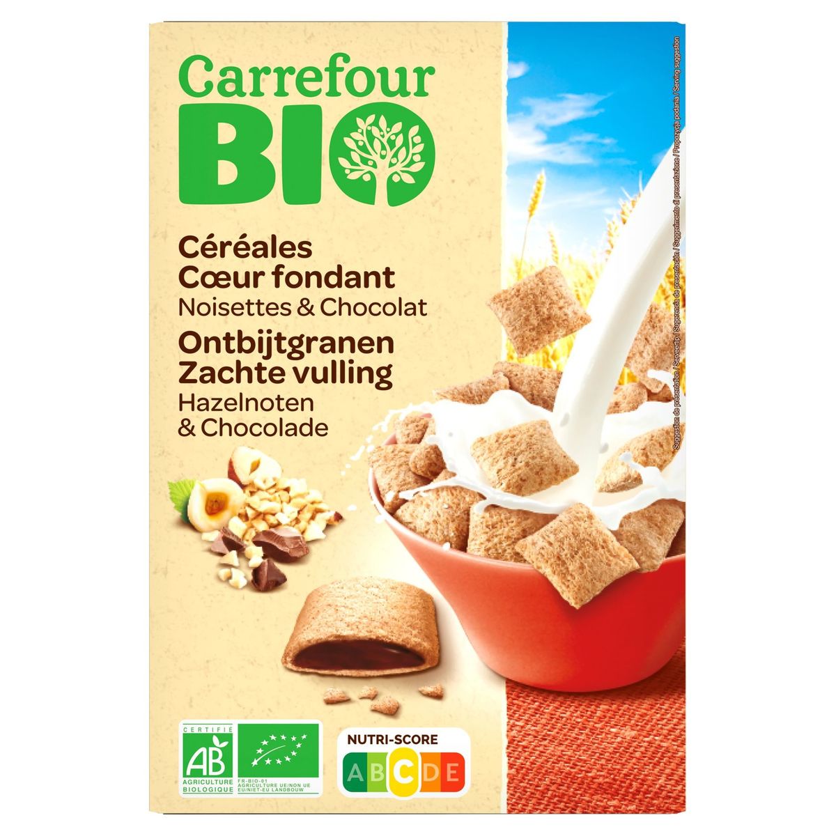 Carrefour Bio Céréales Cœur Fondant Noisettes & Chocolat 375 g