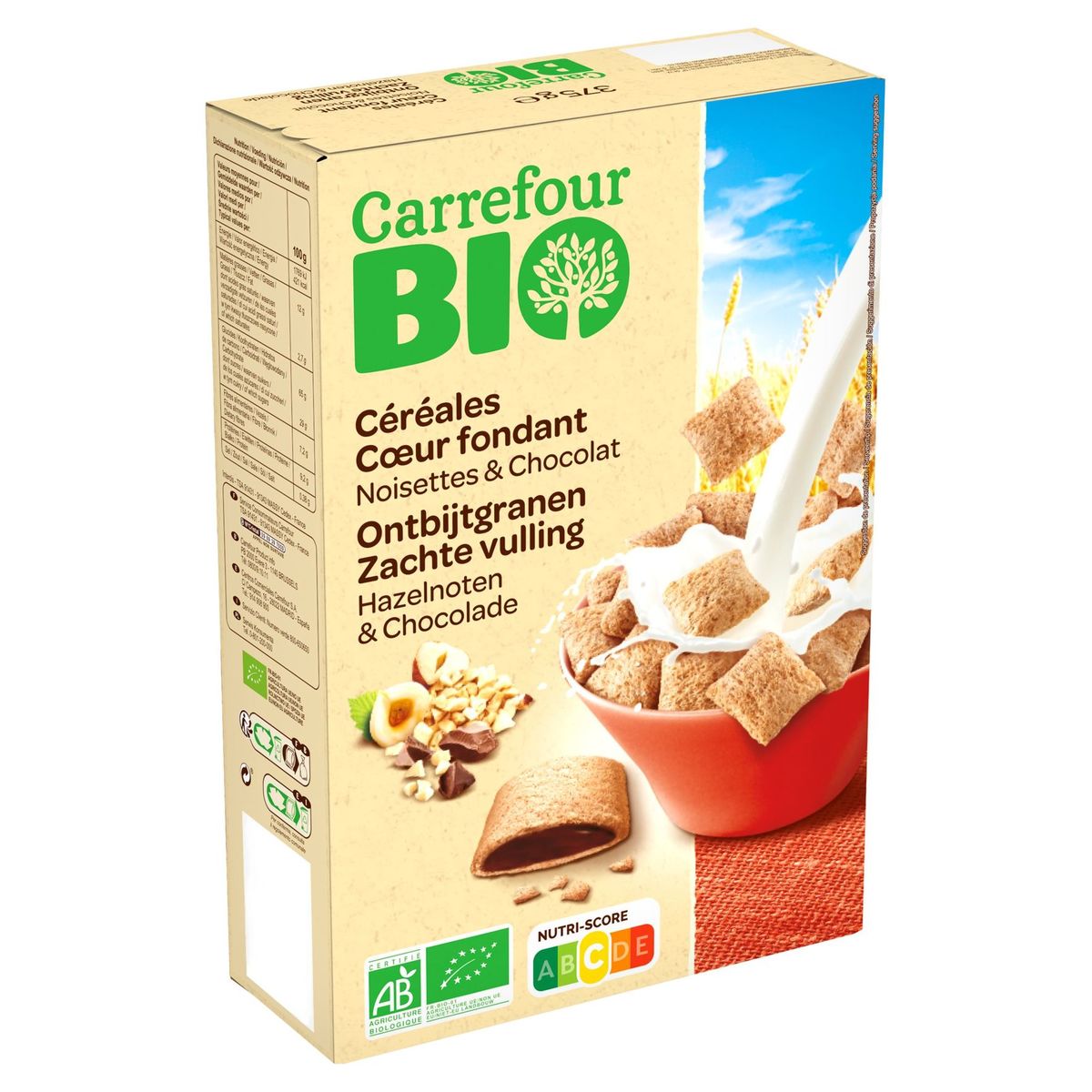Carrefour Bio Céréales Cœur Fondant Noisettes & Chocolat 375 g