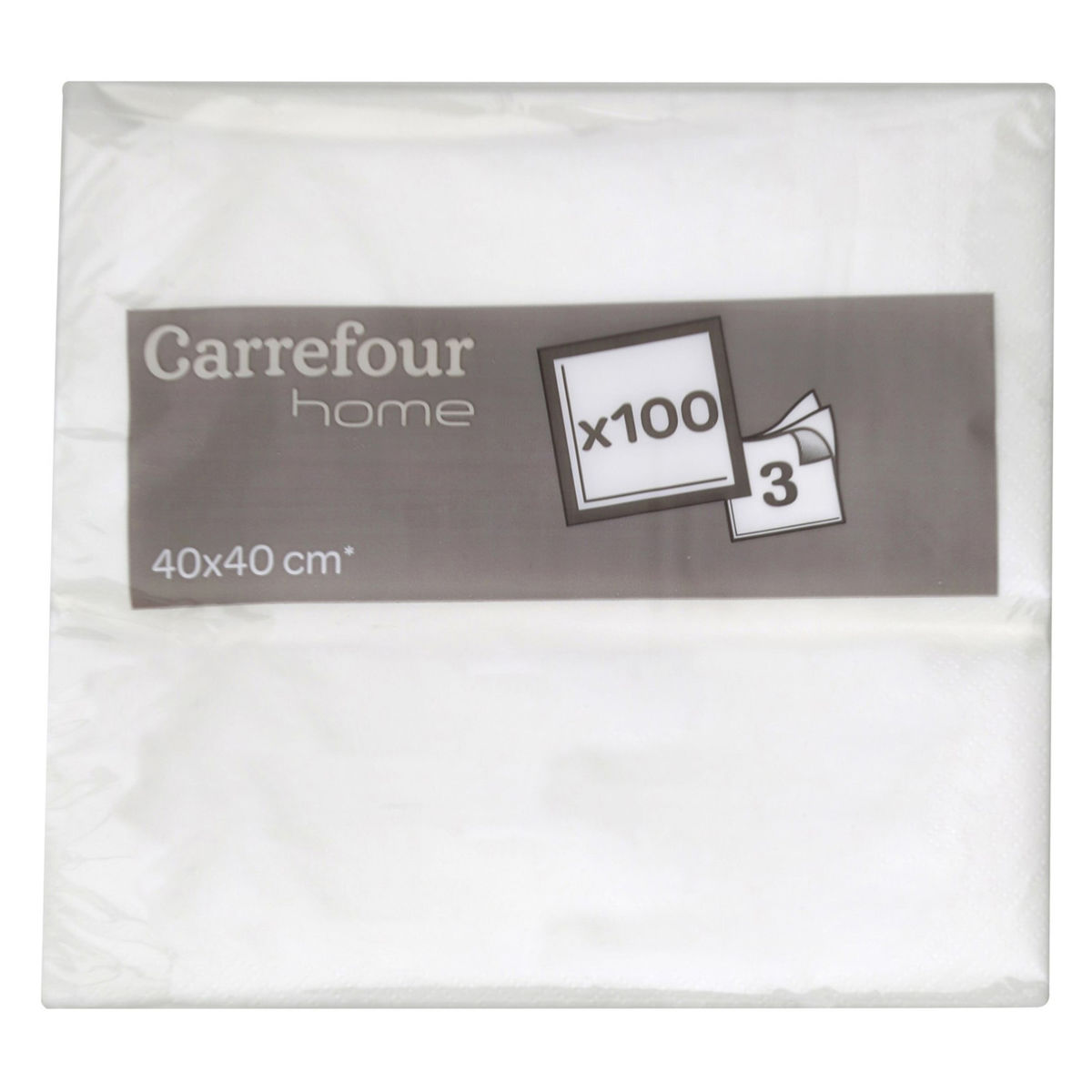 Carrefour Home 100 Serviettes 40x40 cm Blanc