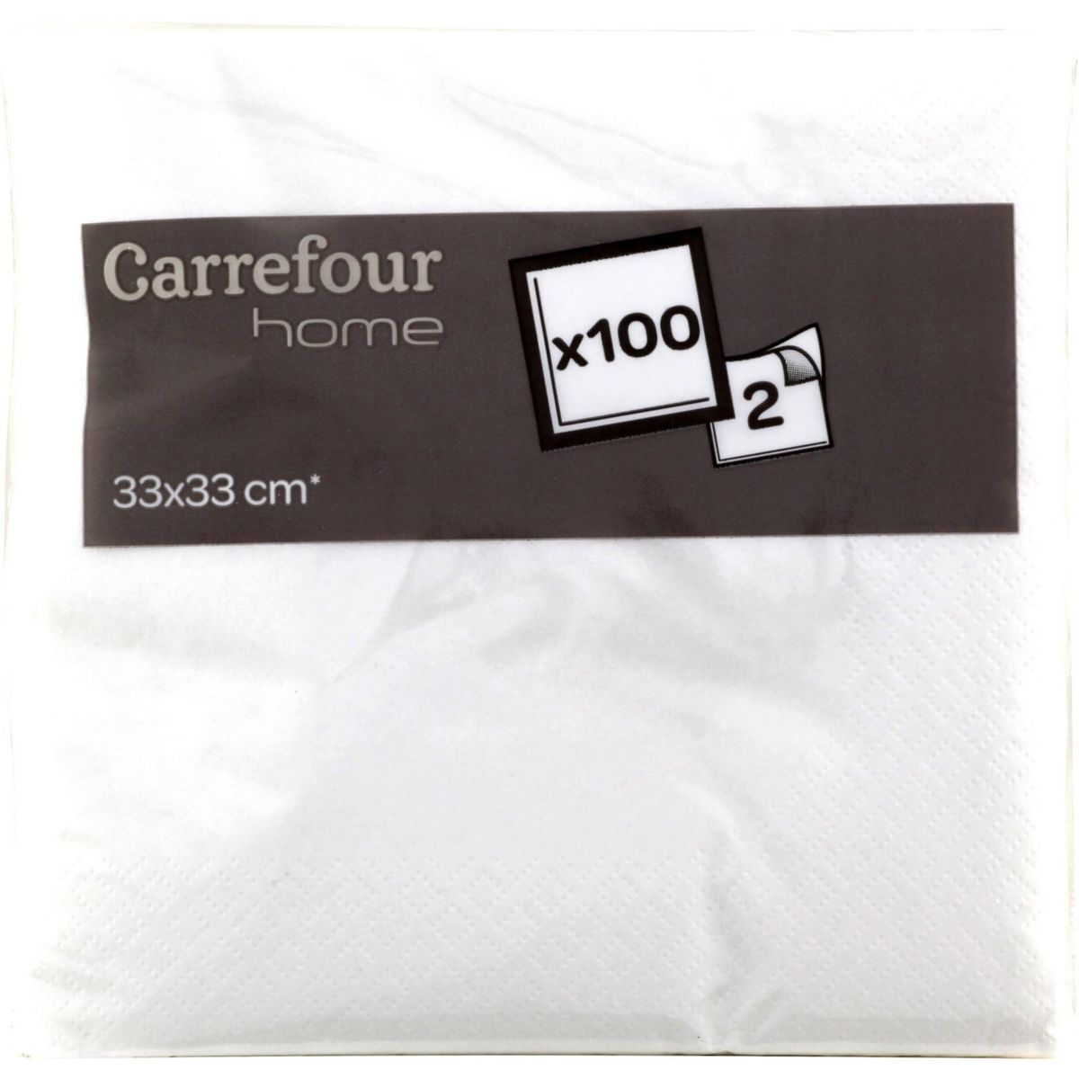 Carrefour Home 100 serviettes 33x33 cm Blanc
