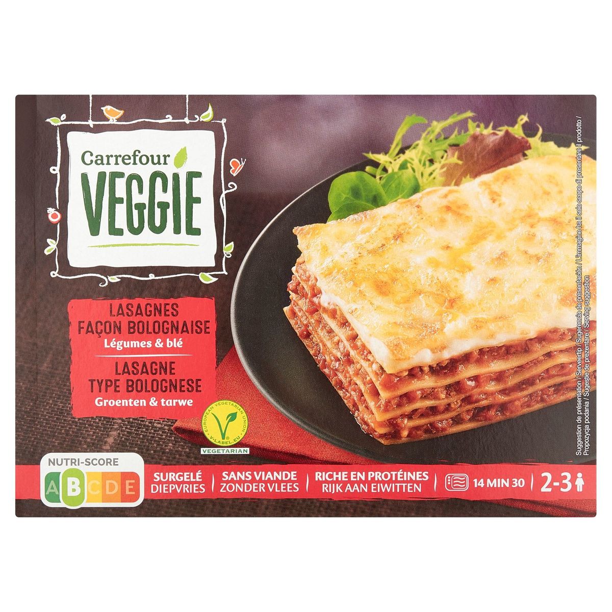 Carrefour Veggie Lasagne Type Bolognese Groenten & Tarwe 600 g