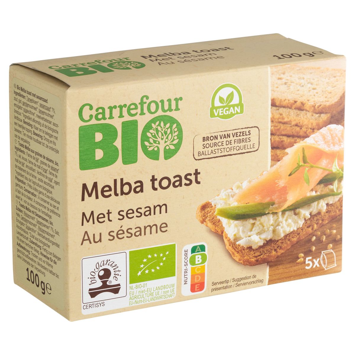 Carrefour Bio Melba Toast au Sésame 100 g