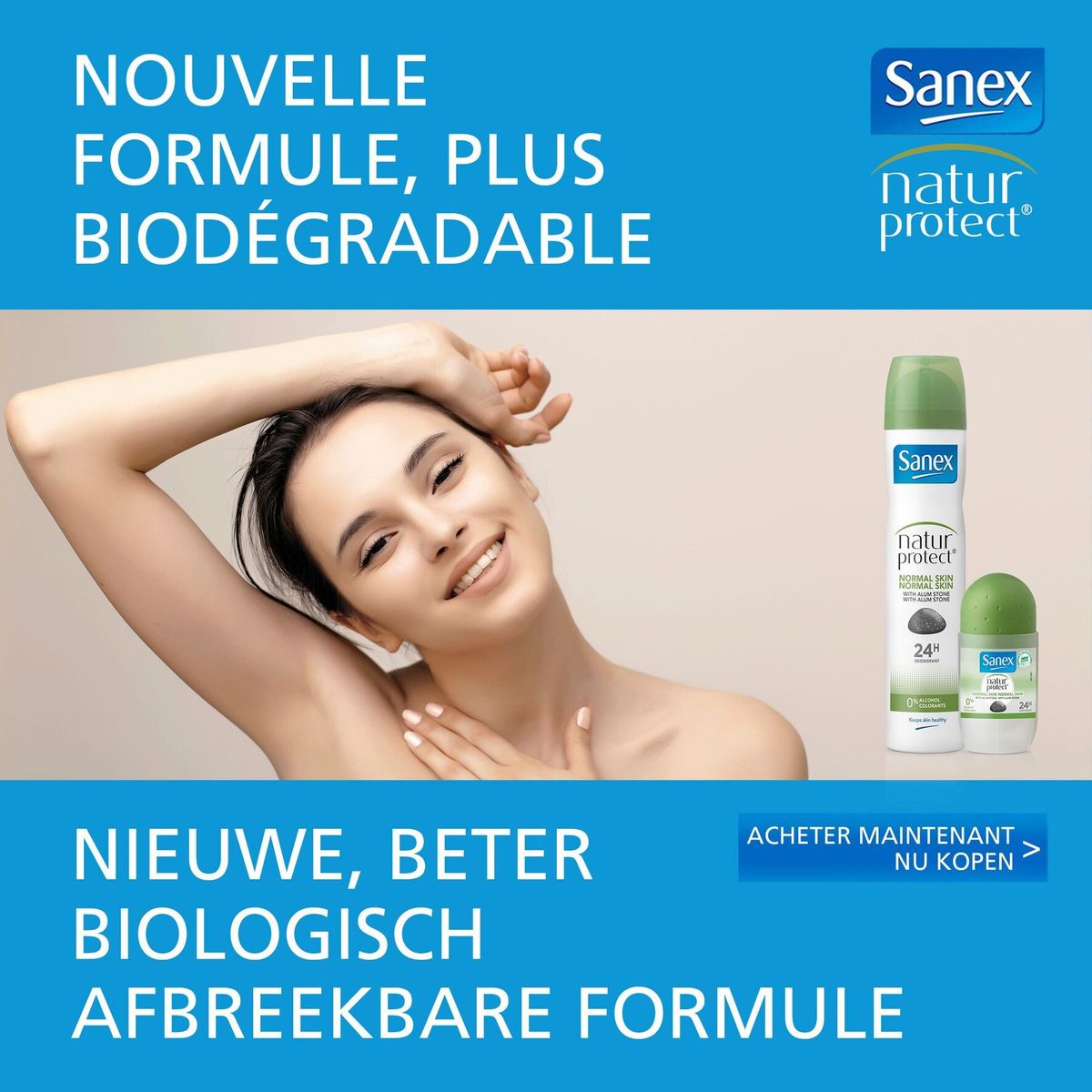 Sanex déodorant 24h Naturprotect peaux sensibles roll 50ml