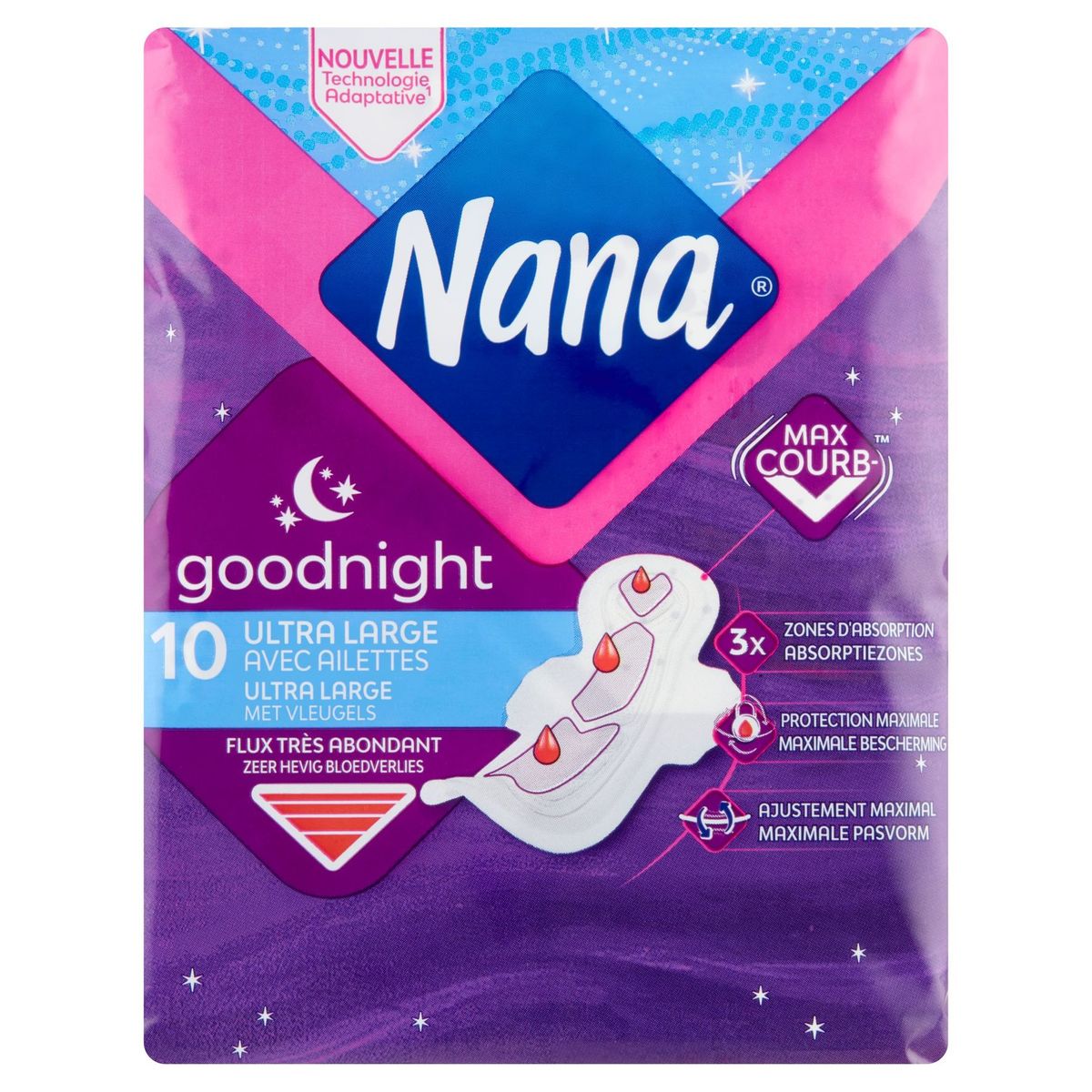 Nana Goodnight Ultra Large Serviette Hygiénique Flux Très Abondant 10x