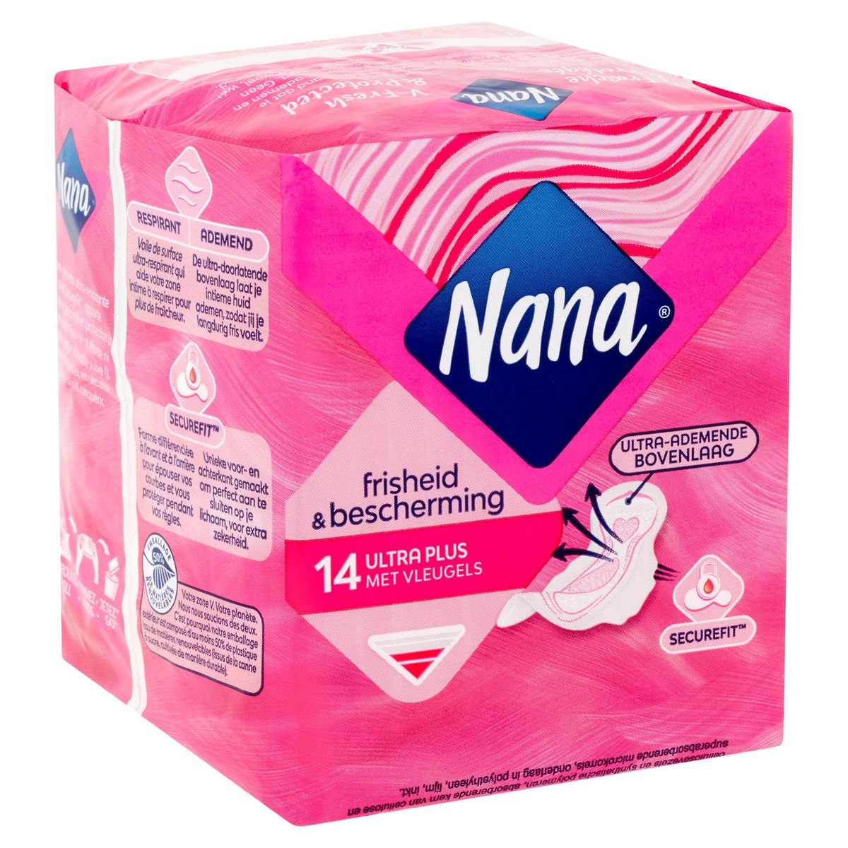 Nana Ultra Régulier / Normal Plus Serviette Hygiénique Ailettes 14 Pc