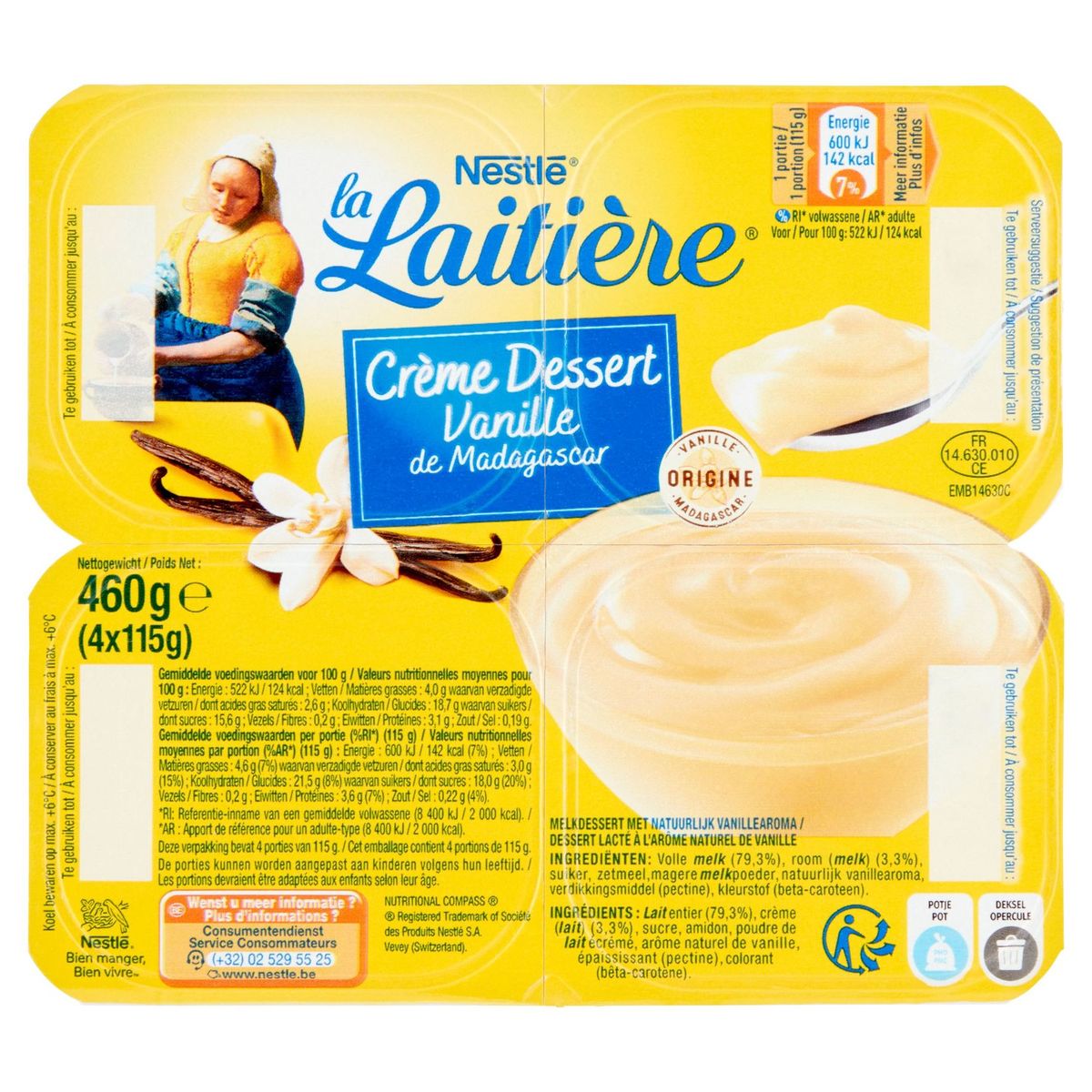 La Laitière Crème Dessert Vanille van Madagascar 4 x 115 g