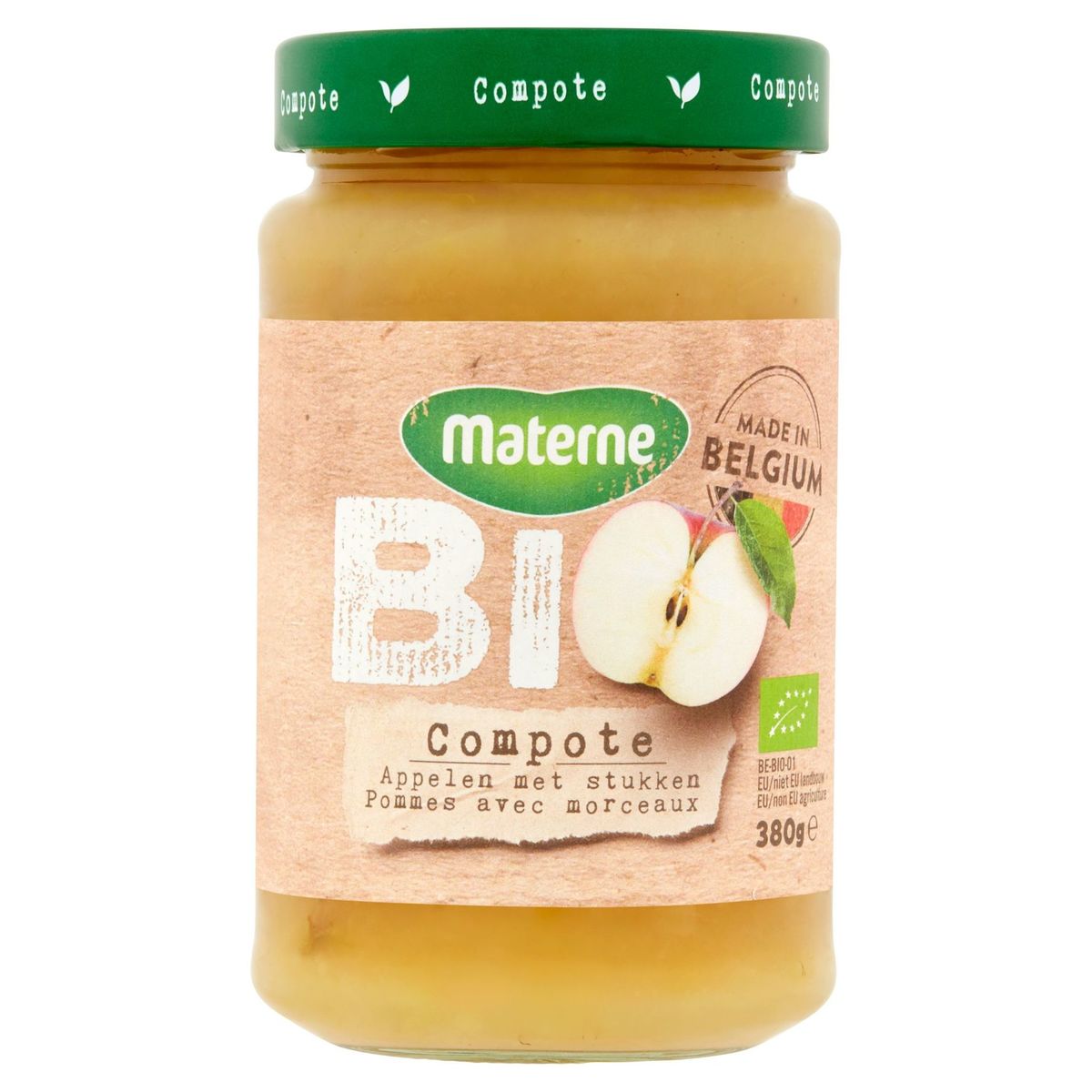 Materne Bio Compote Appelen met Stukken 380 g Carrefour Site