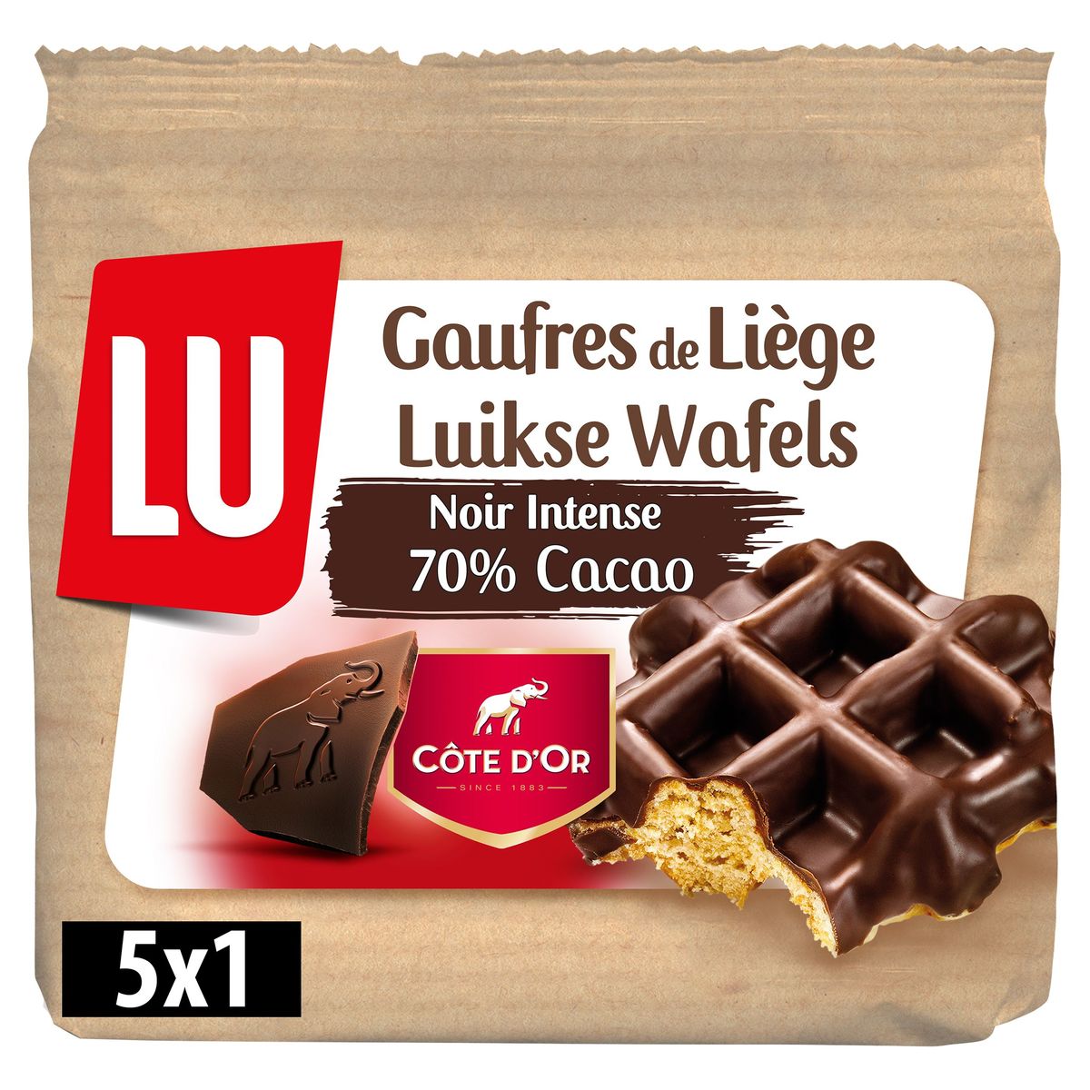LU Koeken Luikse Wafels Côte d'Or Pure Chocolade 260 g