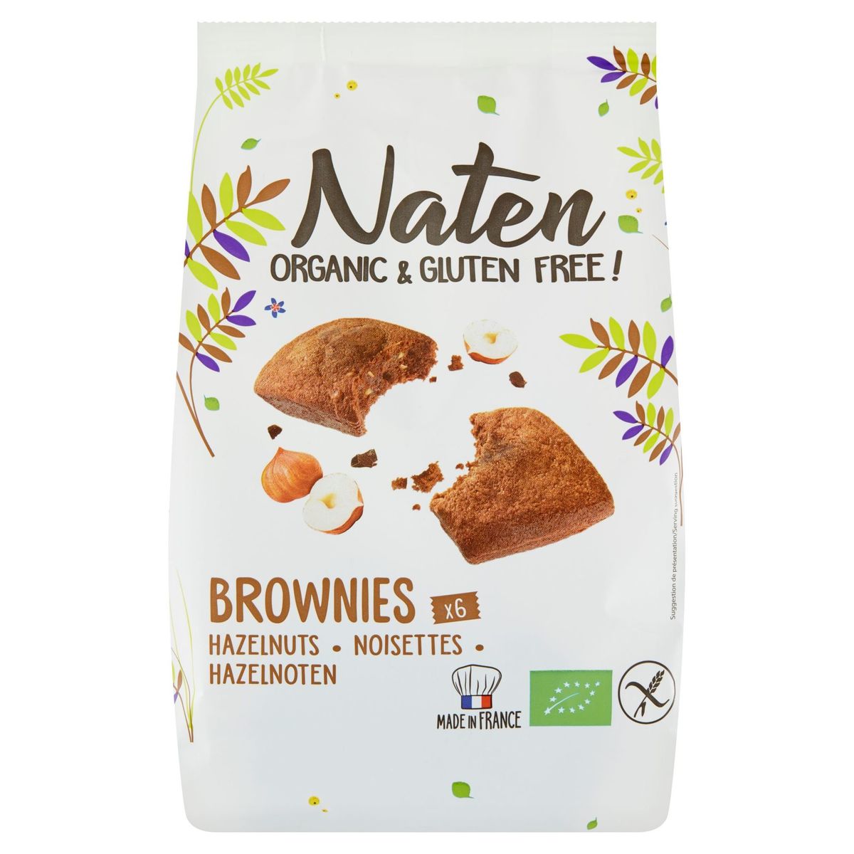 Naten Organic & Gluten Free Brownies Noisettes 6 Pièces 170 g