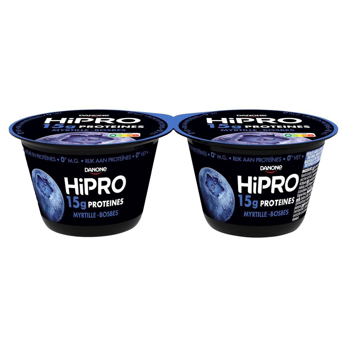 HiPRO Produits Laitiers 15 g Proteines Saveur Myrtille 0%m.g. 2x 160g