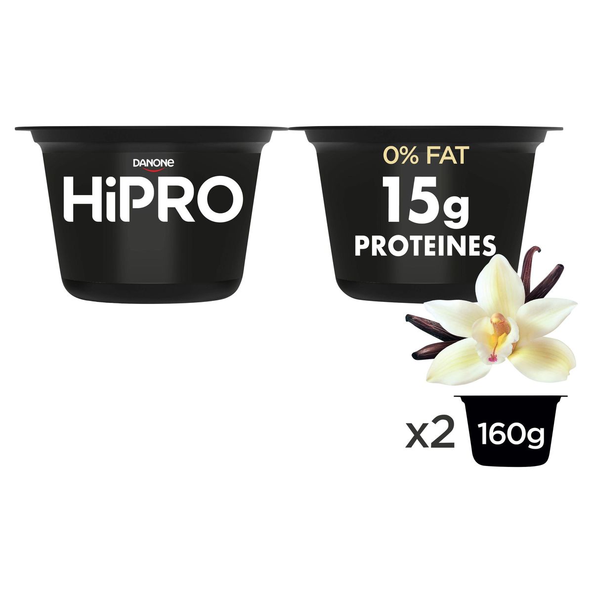 HiPRO Produits Laitiers 15g Proteines Saveur Vanille 0% m.g. 2x160 g