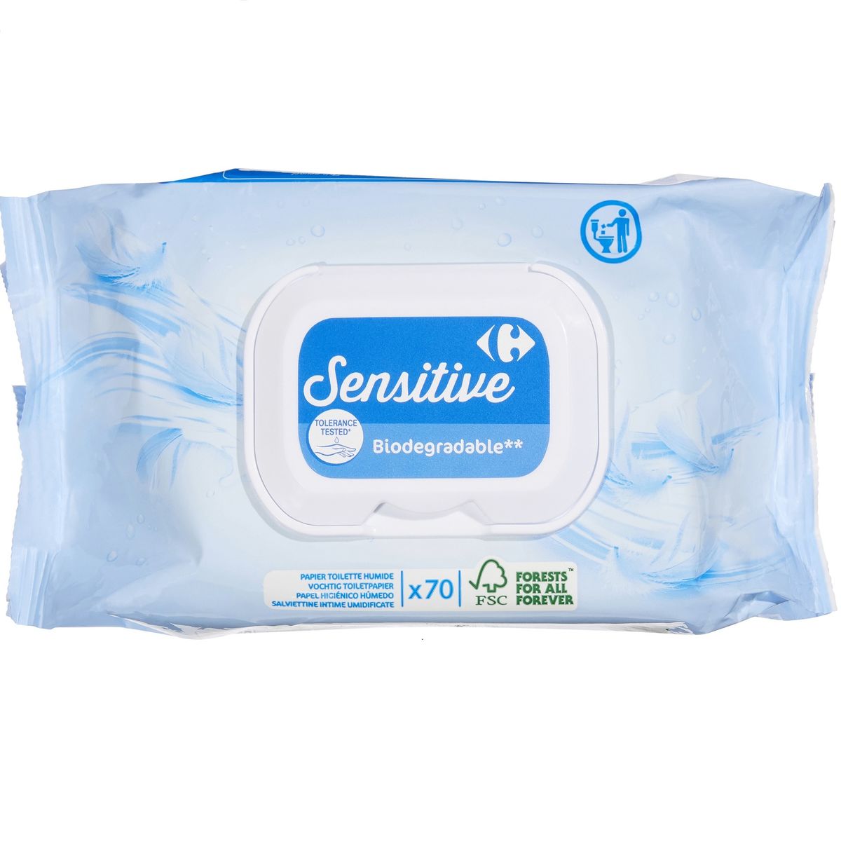 Carrefour Sensitive Papier Toilette Humide 70 Pièces
