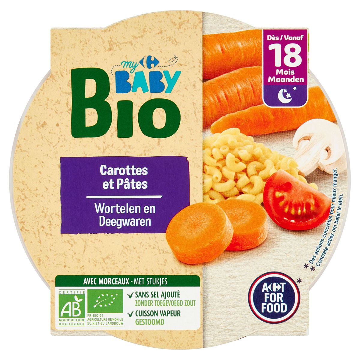 Carrefour Baby Bio Carottes et Pâtes dès 18 Mois 260 g