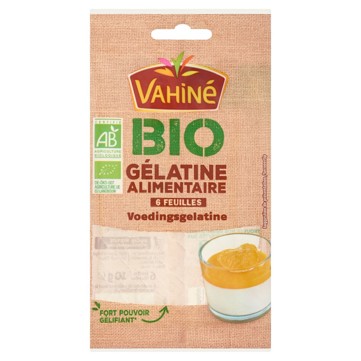 Vahiné Bio Voedingsgelatine 6 Blaadjes 10 g