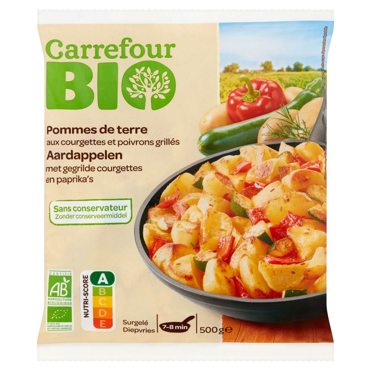 Carrefour Bio Pommes de Terre aux Courgettes et Poivrons Grillés 500 g