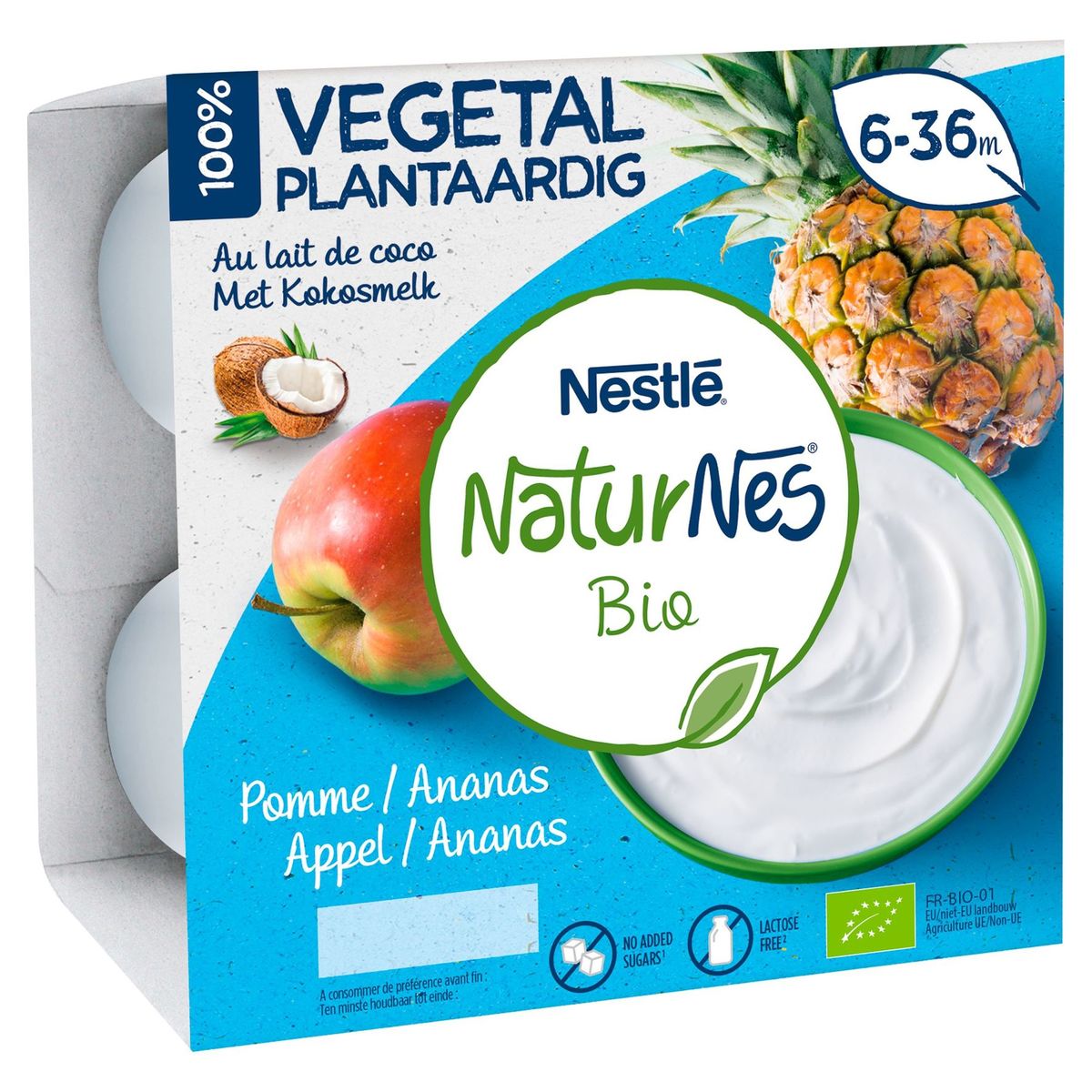 NaturNes Bio Pomme / Ananas 6-36M 4 x 90 g