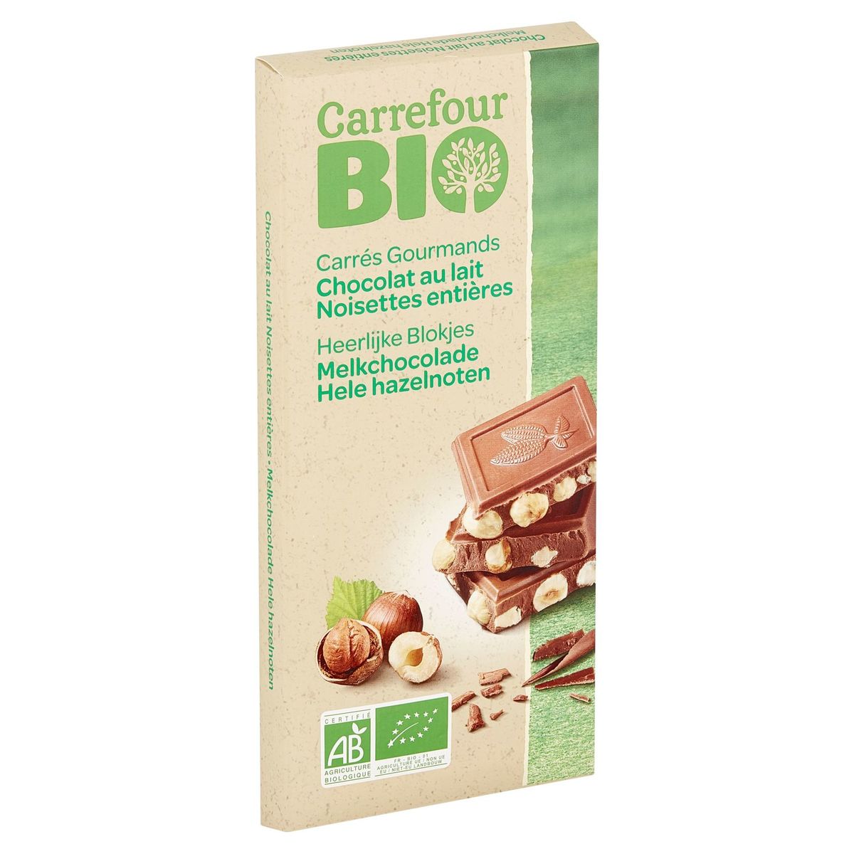 Carrefour Bio Melkchocolade Hele Hazelnoten 200 g