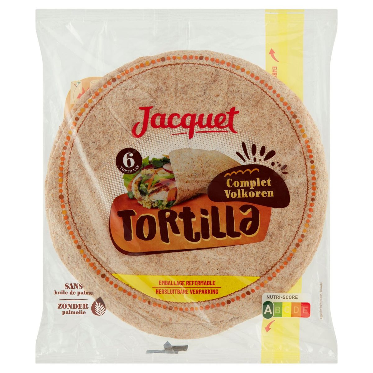 Jacquet Tortilla Volkoren Tortilla 6 Stuks 370 g