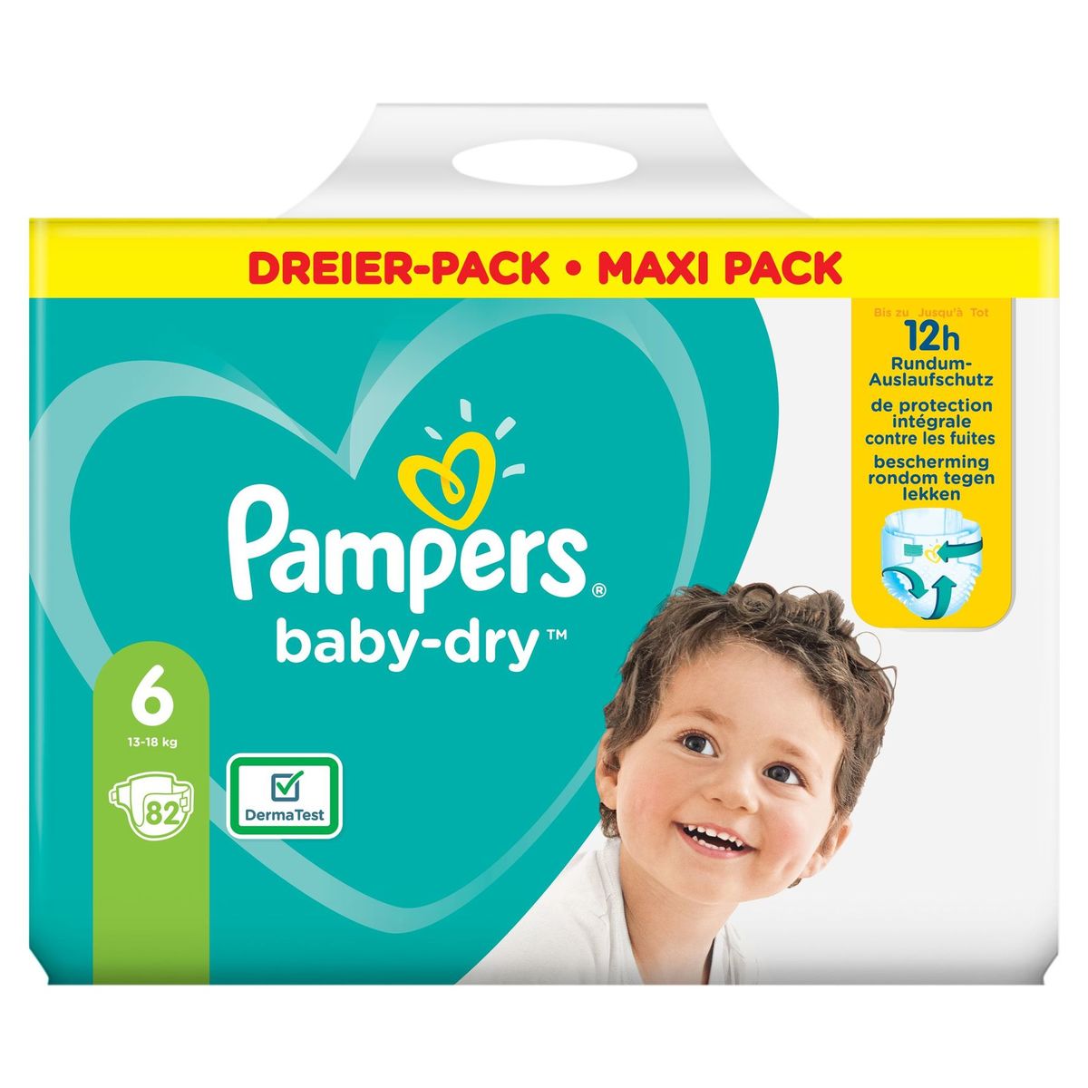 Pampers Baby-Dry Taille 6, 82 Couches, 13-18kg