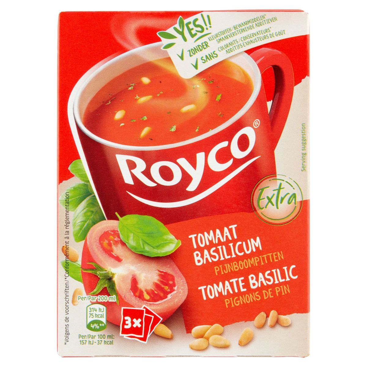 Royco Extra Tomaat Basilicum Pijnboompitten 3 x 18 g