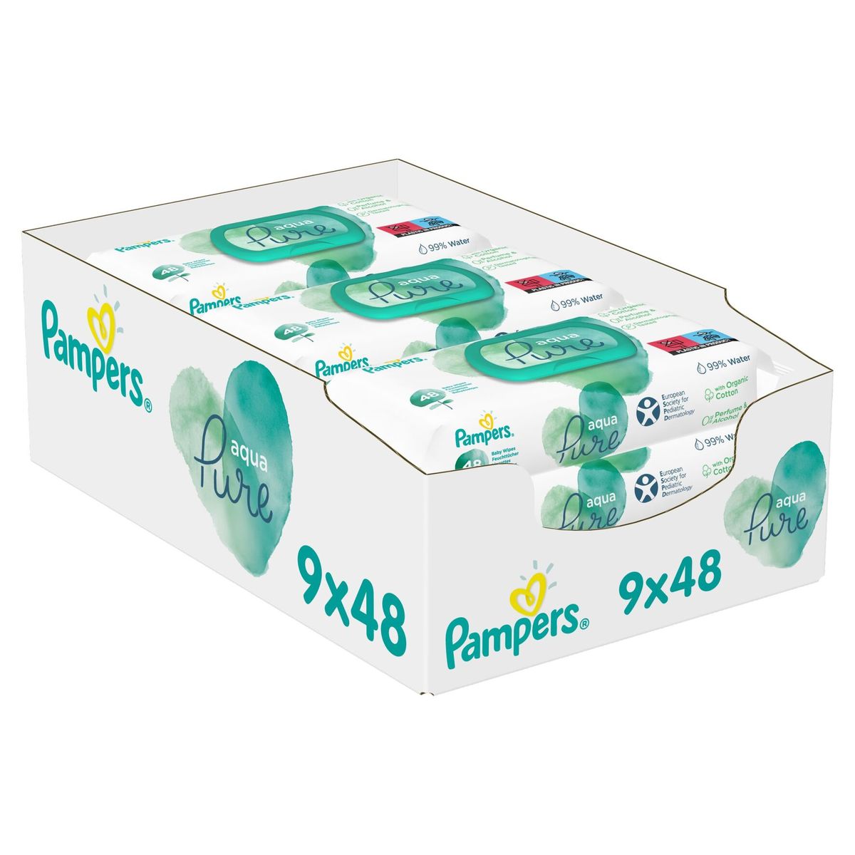 Pampers Aqua Pure Babydoekjes 9 Verpakkingen = 432 Babydoekjes