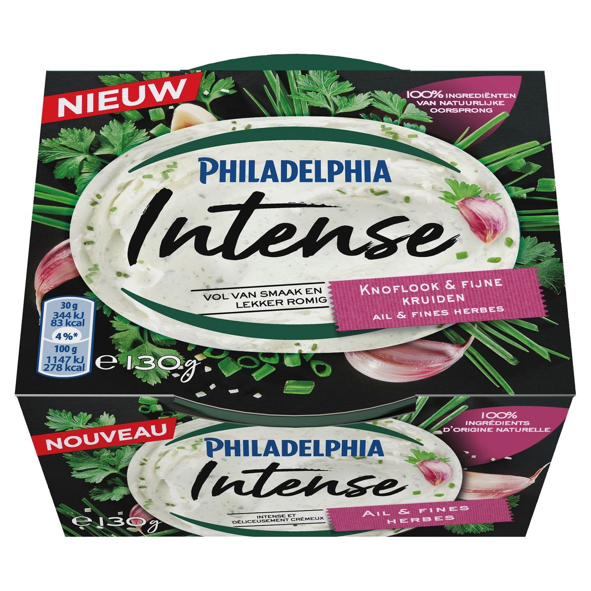 Philadelphia Fromage tartinable INTENSE Ail & Fines Herbes 130 g