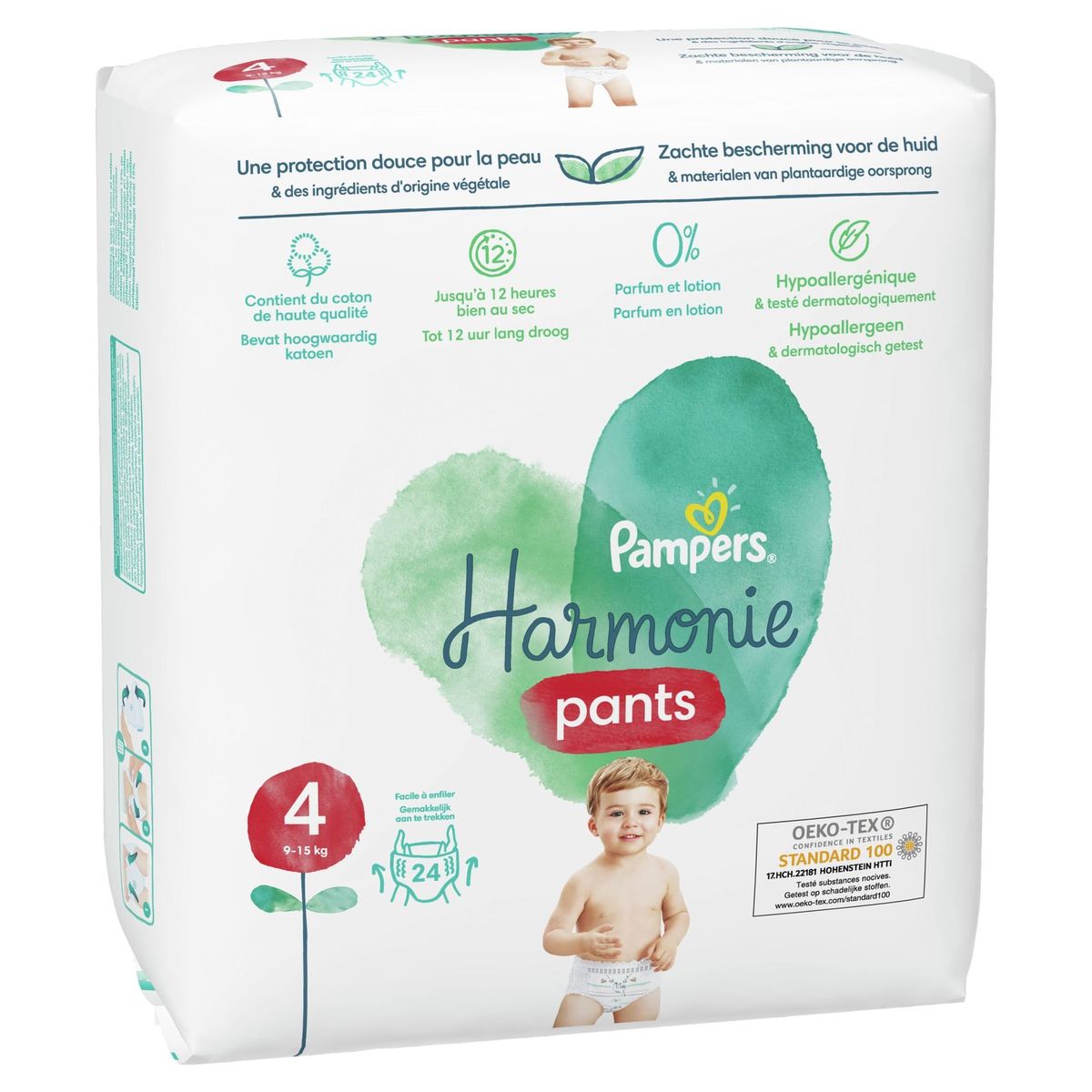 Pampers Harmonie Pants Couches-Culottes T4, 24 Culottes, 9kg-15kg