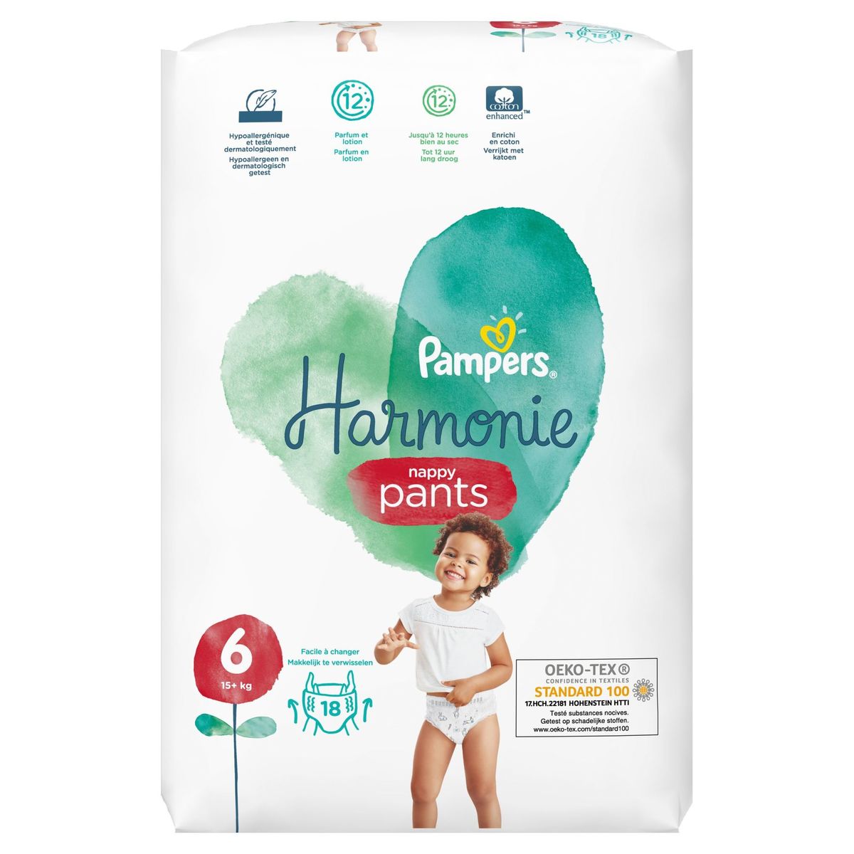 Pampers Harmonie Pants Couches-Culottes Taille 6, 18 Culottes, 15kg+