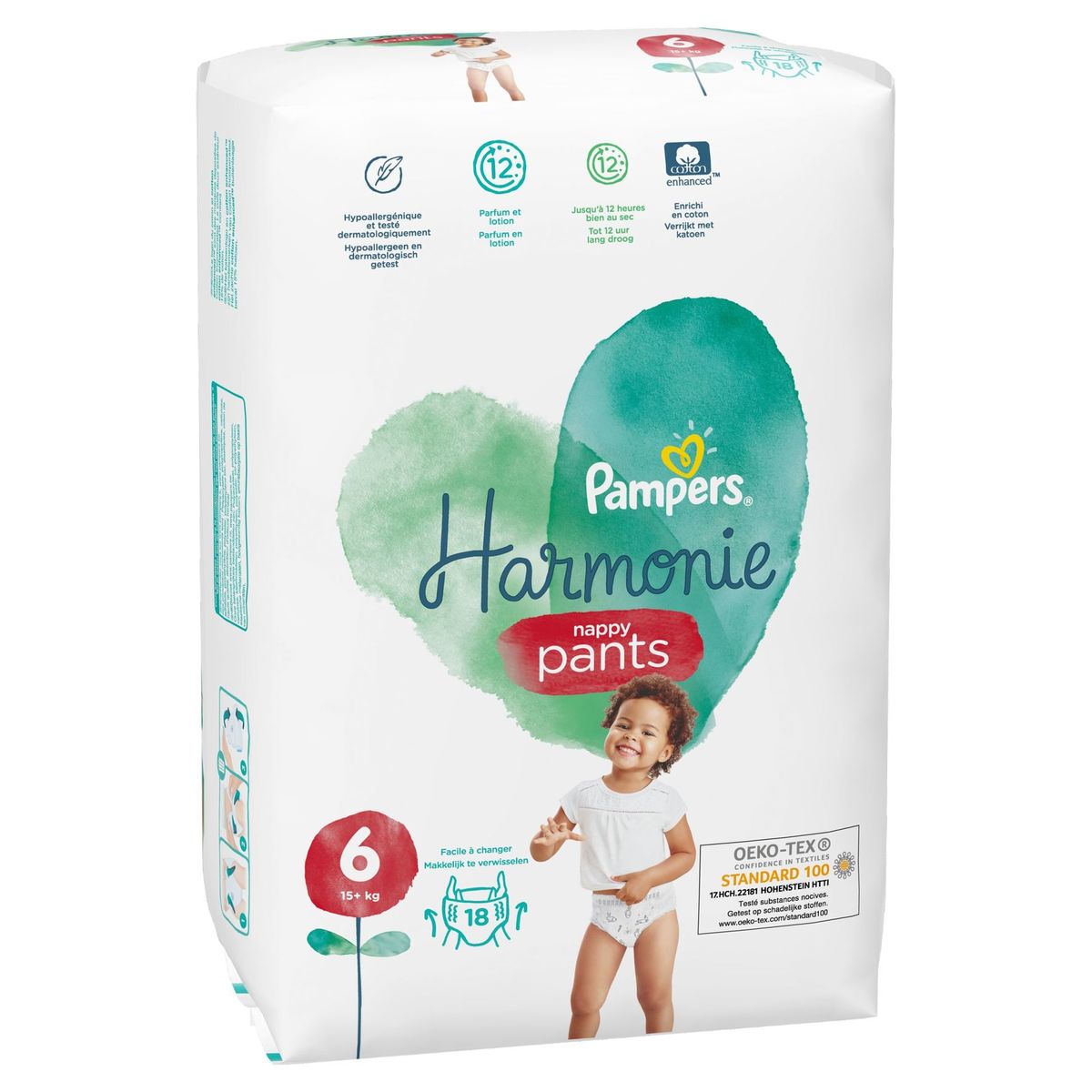 Pampers Harmonie Pants Couches-Culottes Taille 6, 18 Culottes, 15kg+