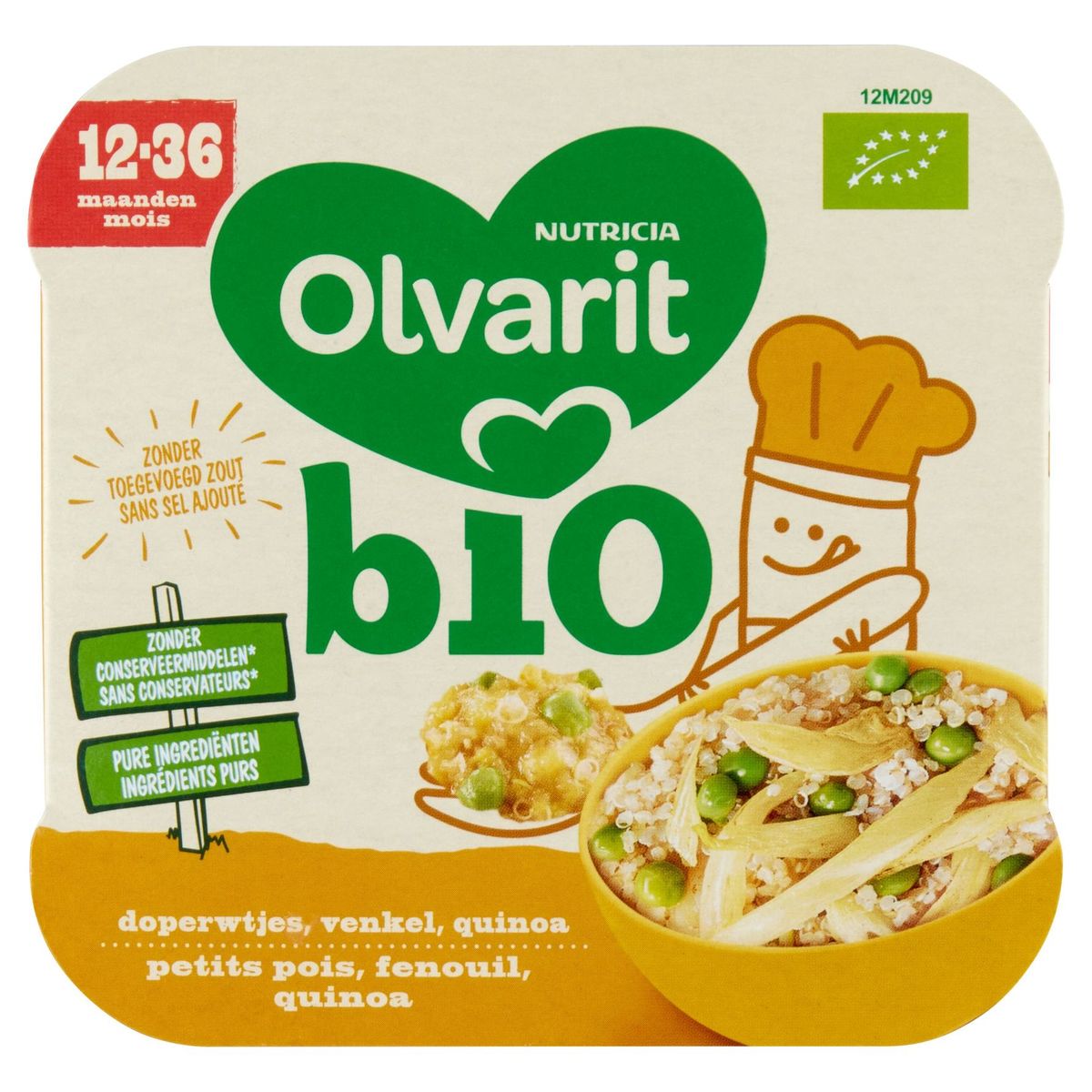 Olvarit Bio Repas Enfant Dès 12 Mois Petit Pois Fenouil Quinoa 230g