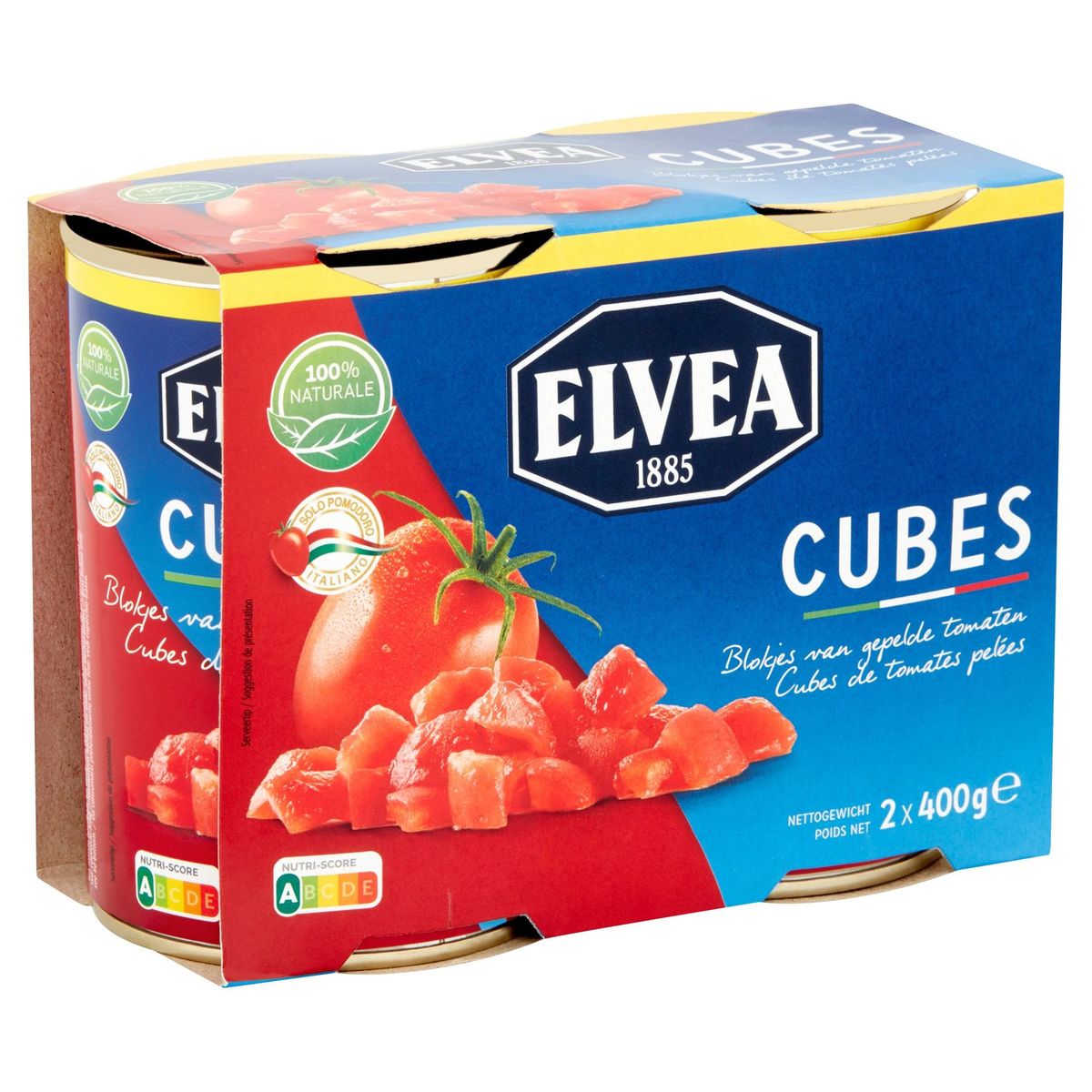 Elvea Cubes Blokjes van Gepelde Tomaten 2 x 400 g