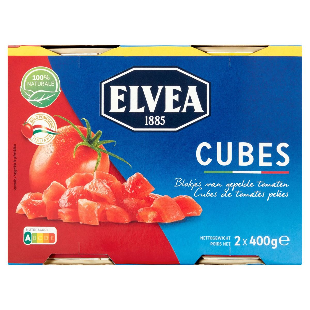 Elvea Cubes Blokjes van Gepelde Tomaten 2 x 400 g