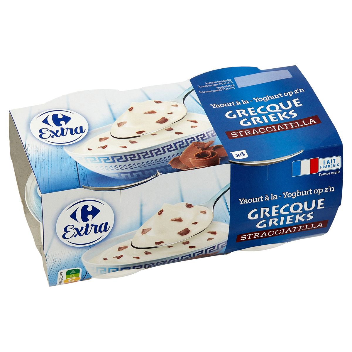 Carrefour Extra Yoghurt op z'n Grieks Stracciatella 4 x 150 g