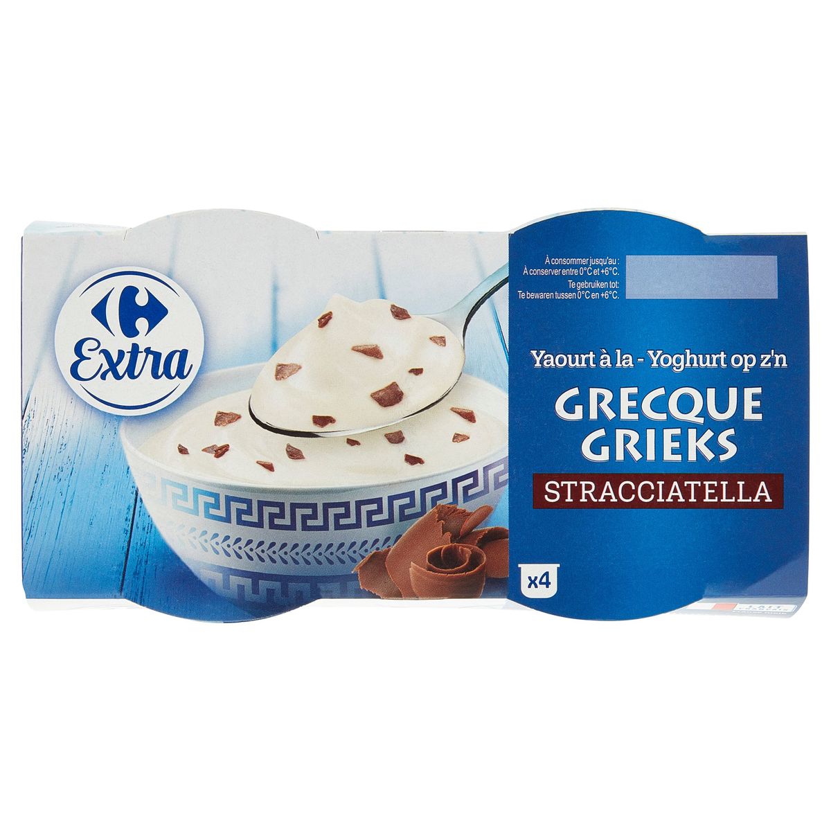 Carrefour Extra Yoghurt op z'n Grieks Stracciatella 4 x 150 g