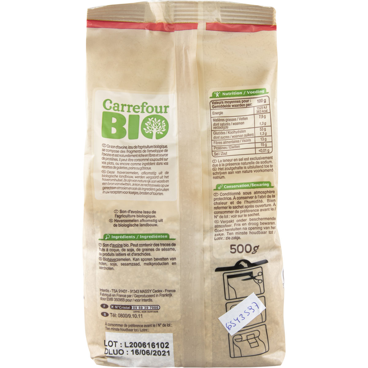 Carrefour Bio Son d'Avoine Bio 500 g