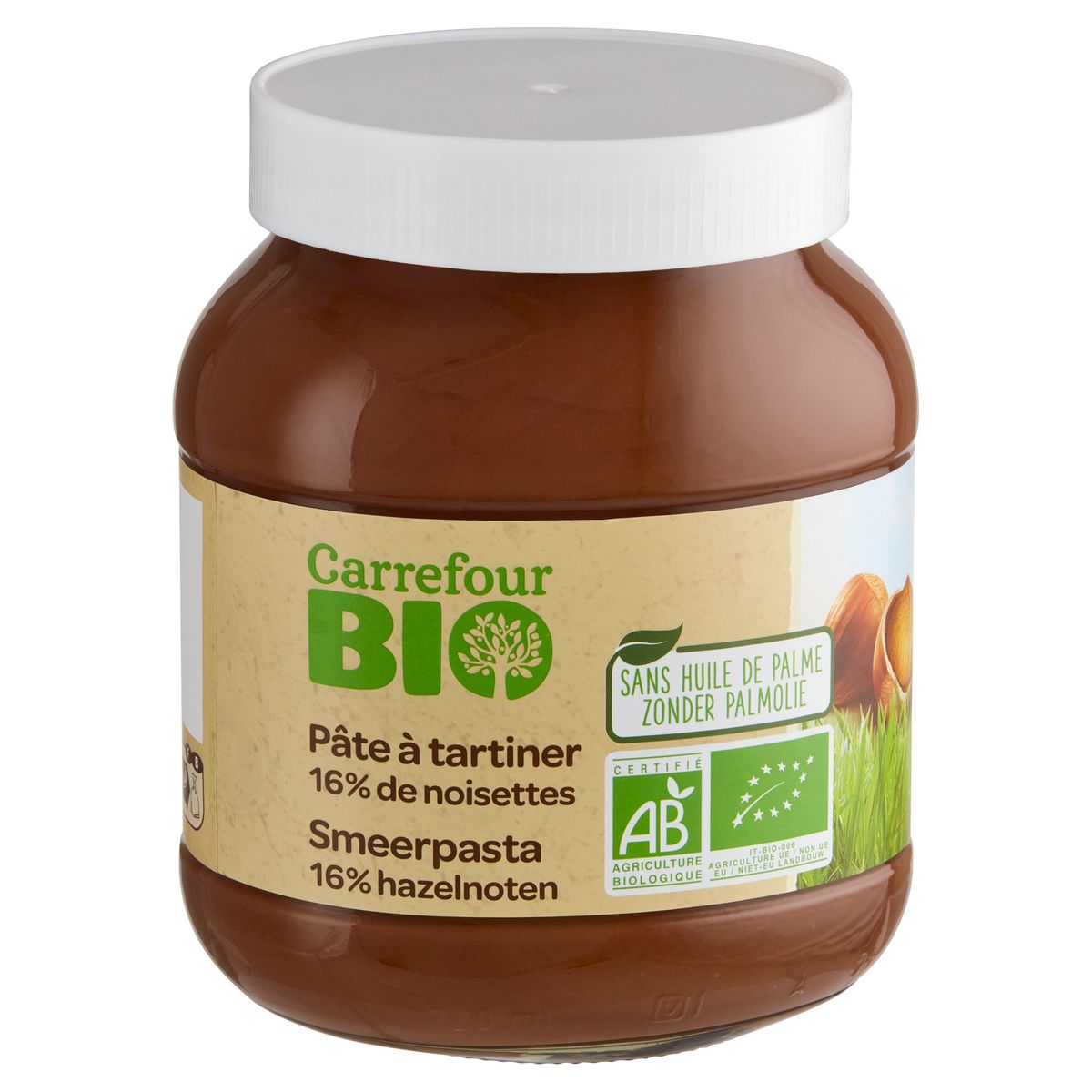 Carrefour Bio Smeerpasta 16% Hazelnoten 700 g