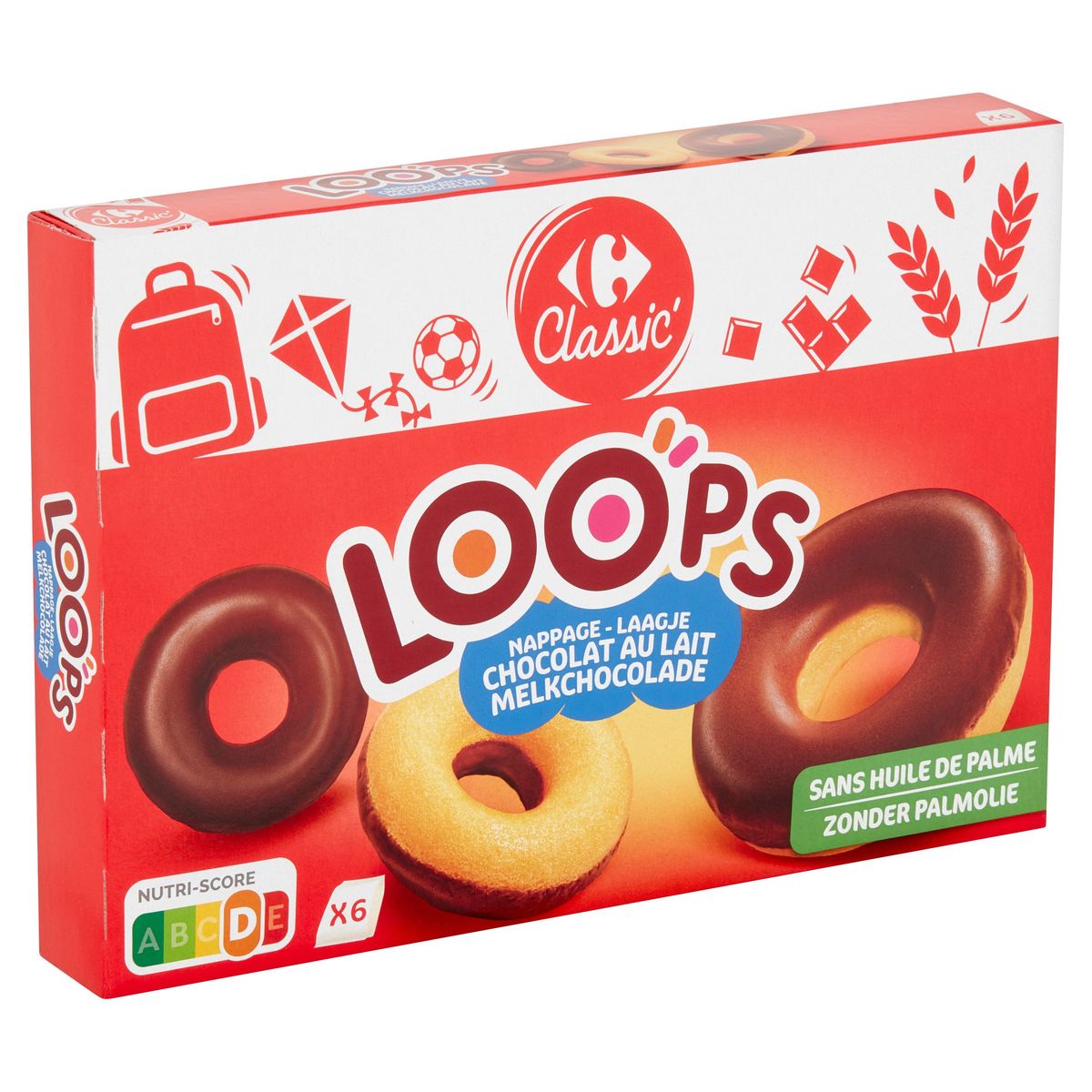 Carrefour Classic' Loops Nappage Chocolat au Lait 6 Pièces 180 g