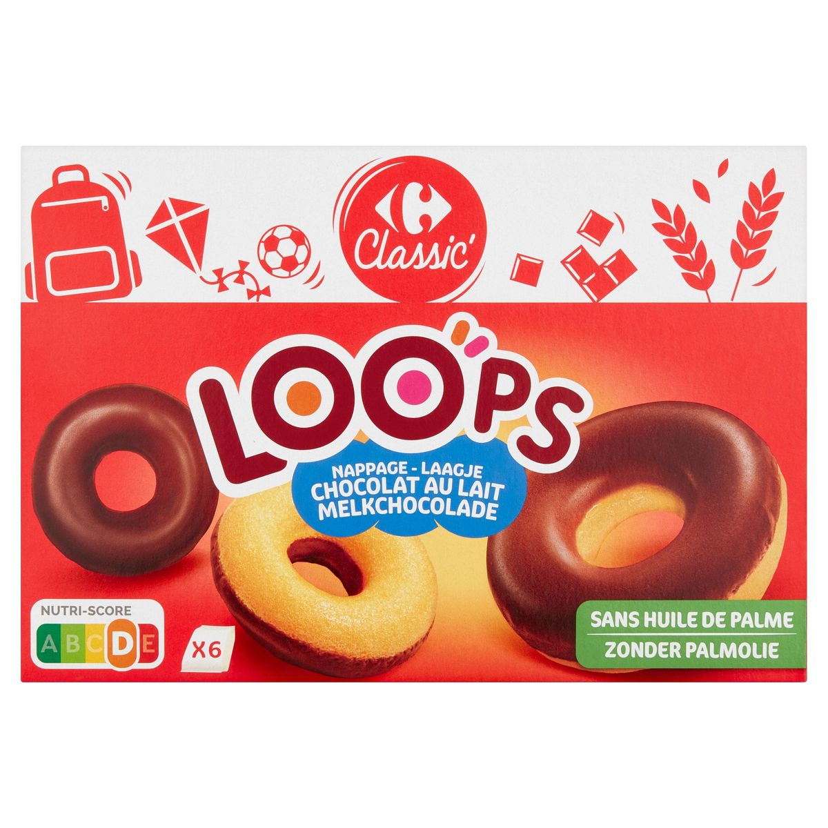 Carrefour Classic' Loops Nappage Chocolat au Lait 6 Pièces 180 g