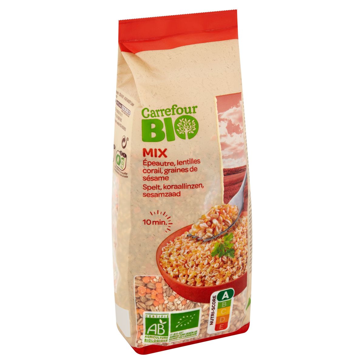 Carrefour Bio Mix Épeautre, Lentilles Corail, Graines de Sésame 400 g