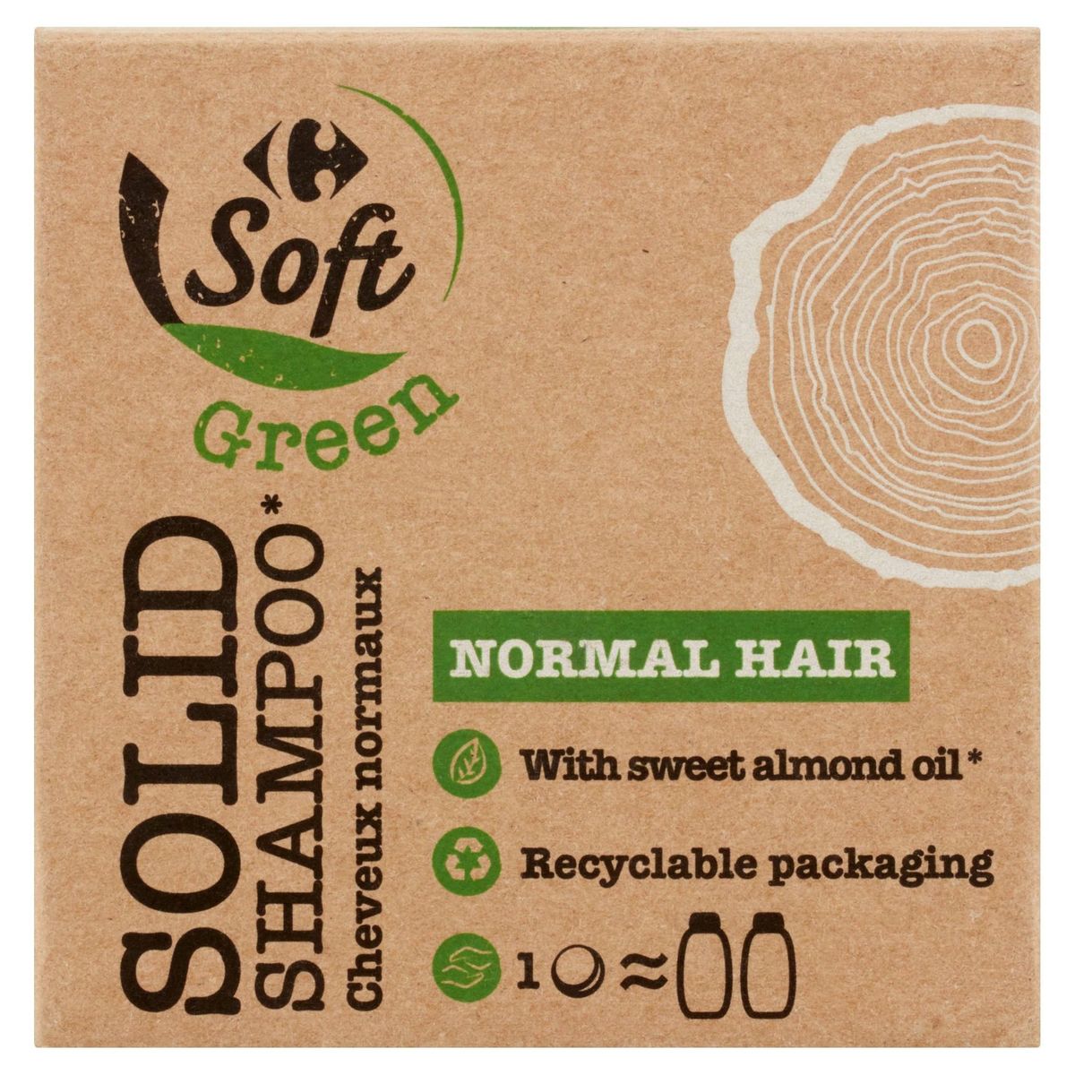 Carrefour Soft Green Solid Shampoo Cheveux Normaux 75 g