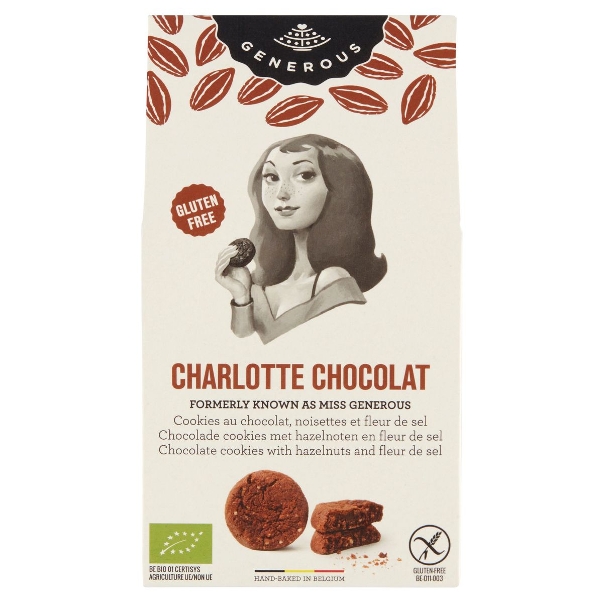 Generous Charlotte Chocolat Cookies Noisettes et Fleur de Sel 120 g